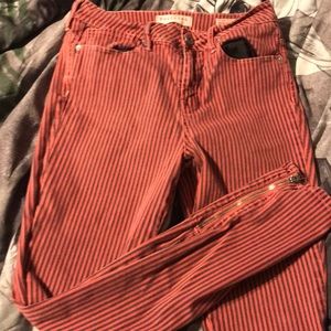 Black and red striped jeans